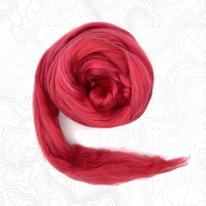 Mulberry silk roving Grade A Red pink mulberry silk fiber Spinning top Nuno, wet felting wool, blending, crafts, papermaking, weaving Canada