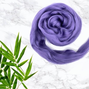 Bamboo roving for spinning Silky bamboo  fibre Plant-based felting fiber Vegan wool top Silk imitation Dyed viscose Rayon purple