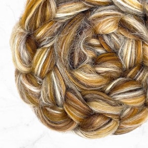 Dyed Merino Silk roving - Luxury fiber blend for spinning, Nuno wet felting, Dreadlock, Chocolat cappuccino art yarn fiber Doll hair