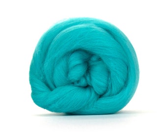 Merinoullsgarn (överst) för vått, nåltovning, spinning, vävning Mintblå Spearmint Turkos tovningsull Spinnfiber