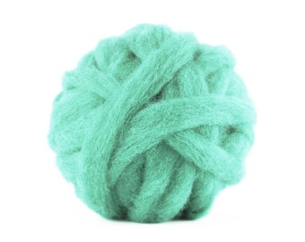 Felting wool roving Carded wool Spinning fiber Corriedale wool sliver Needle felting wool Supplies Canada Aqua Mint Spearmint