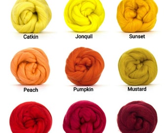 Merinoullsroving 0,5 oz, 1 oz Merinoullfiltning Spinnfiber Kammad merinoullsfiltning våttovning Nunofiltning Orange Röd Höst