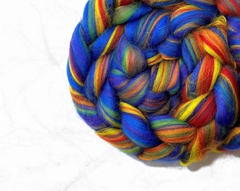Merino roving wool for spinning Merino wool roving blend Mixed color blended fiber Rainbow wet nuno needle felting wool top Canada