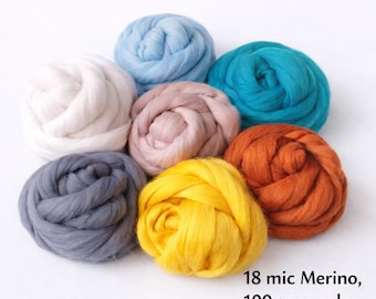 Superfeine Merinowolle Kammzug 100g/3,5 oz Extrafeine Kammzugwolle 18 Mikron Meterware Nuno Spinnwolle Nassfilzwolle
