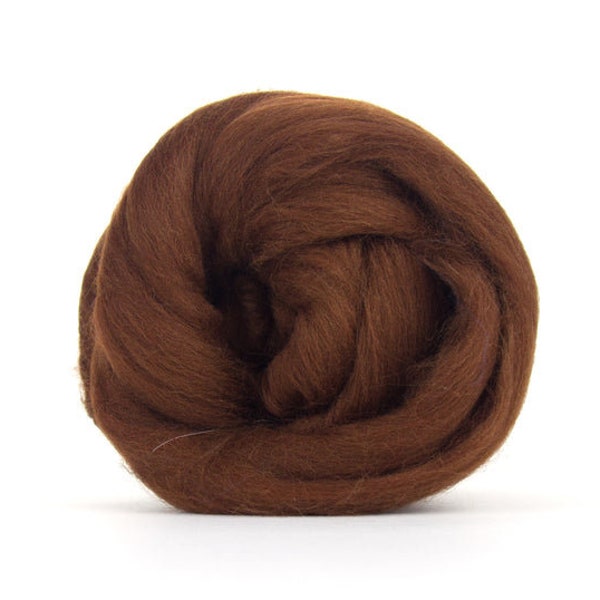 Merino wool roving for Needle felting wool combed top Spinning fiber Dark brown Hazelnut Chocolate