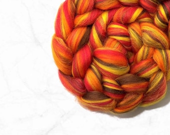 Merino wool roving for spinning Multicolor merino roving wool Blend fiber Mixed blended orange red wet nuno needle felting wool top Canada