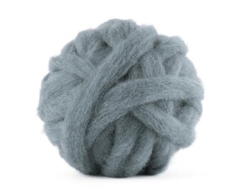 Spinning wool Needle felting wool roving Carded Corriedale wool sliver Grey Ash Granite fiber for spinning Canada