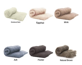 Carded wool batting Needle felting wool natural colors Perendale wool batts Wet felting supplies