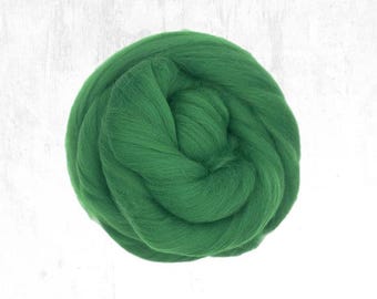 Merinowol roving 18 micron Fijne merinowol 19 mic Naaldvilten wollen top Superzacht spinnende vezel Nuno, natviltvezel Grasgroen
