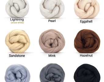 Merino wool roving 0.5 oz, 1 oz 23 micron Wet felting wool Spinning fiber Combed Merino top natural colors