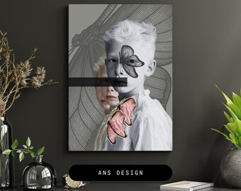 Lámina decorativa botánica vintage para pared, póster celestial imprimible, decoración estilo academia oscura, lámina maximalista, descarga instantánea.