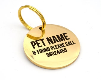 Personalized Dog Tag, Engraved Dog Tag, Gold Dog Id Tag, Dog Collar Tag, Custom Dog Tag, Dog Name Tag, Cat Name Tag, Microchipped Dog Tag