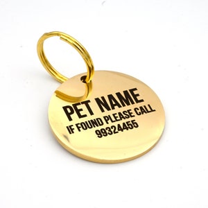 Personalized Dog Tag, Engraved Dog Tag, Gold Dog Id Tag, Dog Collar Tag, Custom Dog Tag, Dog Name Tag, Cat Name Tag, Microchipped Dog Tag