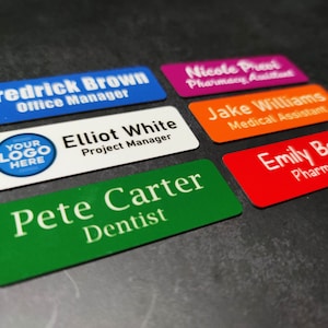 Personalized Name Tags, Custom Name Badge, Metal Staff ID - Magnet Or Pin