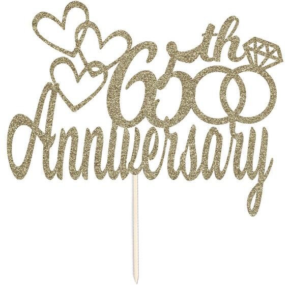 65th Anniversary Glitter Cake Topper Party Cake Ornament Etsy