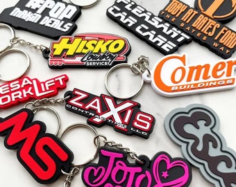 Custom Rubber Keychains - Personalized 3D PVC Soft Keychains - Promotional Business Gift & Branding Package