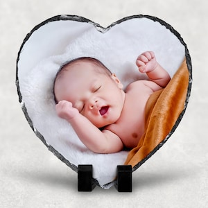 Personalised Heart Photo Rock Slate, Photo Rock Granite, Personalized Photo Stone 20x20cm