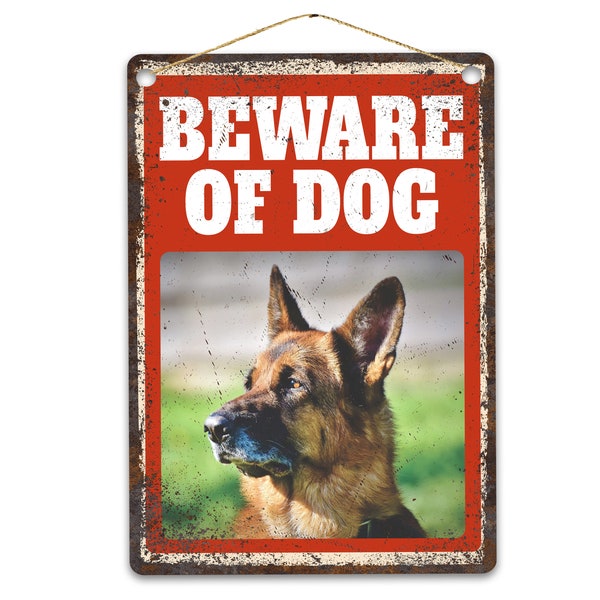 Personalised Beware Of Dog Photo Metal Sign, Add Your Own Picture Rustic Retro Custom Weathered Distressed Plaque