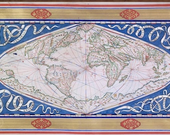Античная карта мира 1570 года, Карта мира 1500-х годов, 16-й век Цифровой Скачать старую старутаю Ancient винт Digital