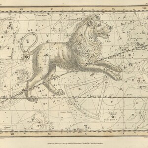 Leo Konstellation digital, astrologische Zeichen, Astronomie Dekor, Konstellation Karte, Sternzeichen Download