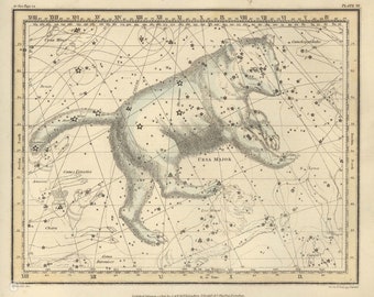 Ursa Major Constellation Digital, Astrological Sign, Astronomy Decor, Constellation Map, Zodiac Download, Astrology Gifts, Astronomy Art