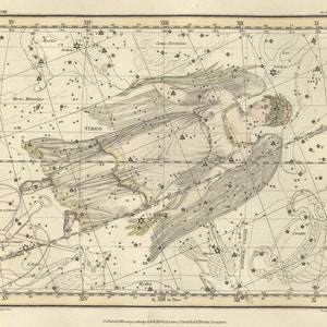 Jungfrau Konstellation digital, astrologische Zeichen, Astronomie Dekor, Konstellation Karte, Jungfrau Sternzeichen Download, Astrologie Geschenke, Astronomie Kunst