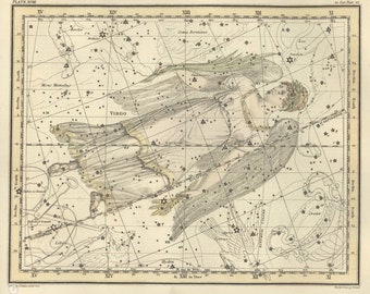 Virgo Constellation Digital, Astrological Sign, Astronomy Decor, Constellation Map, Virgo Zodiac Download, Astrology Gifts, Astronomy Art