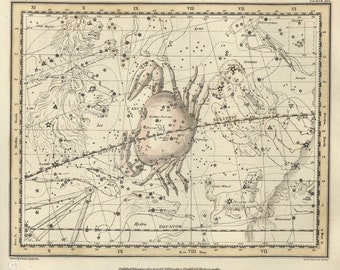 Cancer Constellation Digital, Astrological Sign, Astronomy Decor, Constellation Map, Cancer Zodiac Download, Astrology Gifts, Astronomy Art