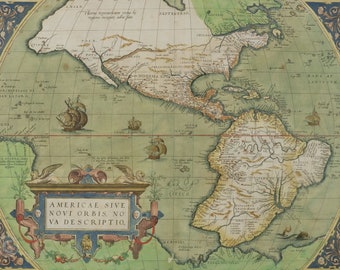 Map of Americas Digital Download, Abraham Ortelius 1500s, antique map North America South America, old vintage sign Ancient Instant Digital