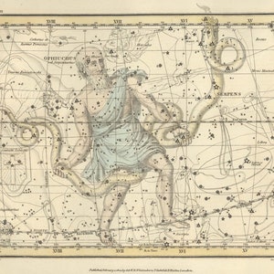 Ophiuchus Serpens Konstellation digital, astrologische Zeichen, Astronomie Dekor, Konstellation Karte, Sternzeichen Download