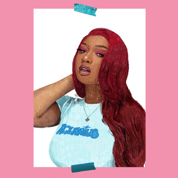 Cute Megan Thee Stallion Rapper Illustration Print A4 Etsy