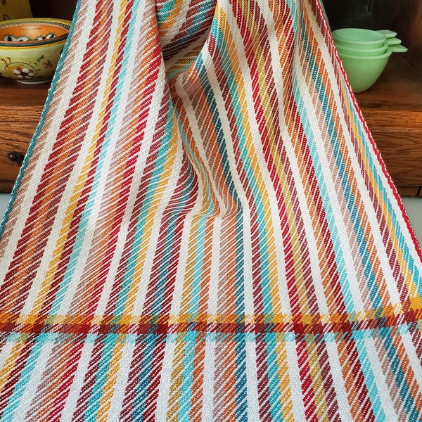 Handwoven Kitchen Towel, Dish Towel, Hand Towel, Striped Towel, Festive Towel, Multicolor Towel