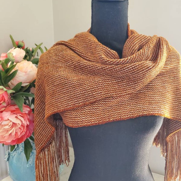 Handwoven Shawl, Striped Shawl , Chenille Shawl, Gift for Her,