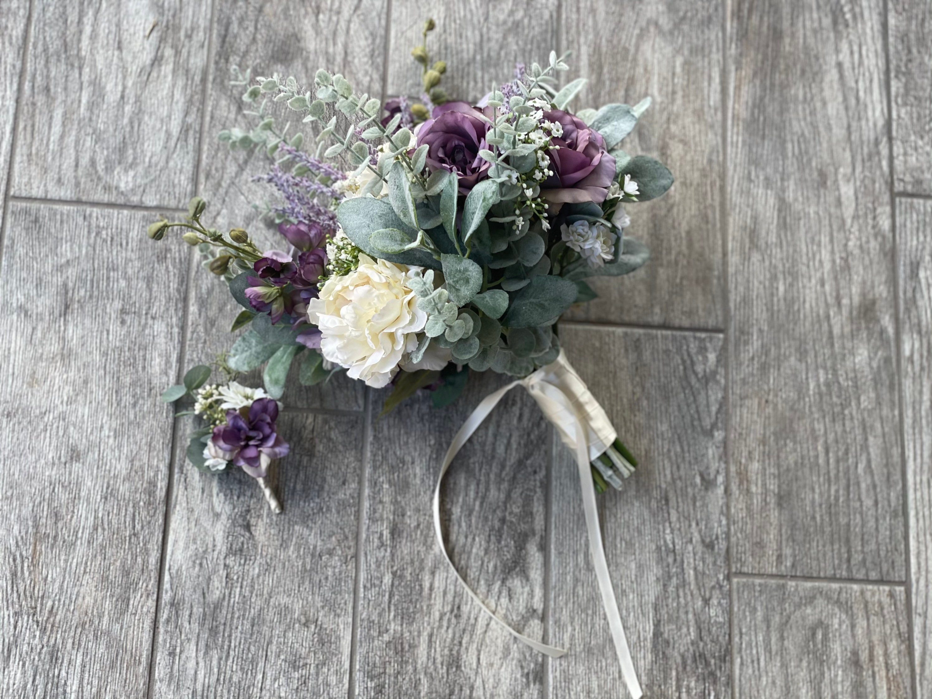 Boho style wisteria bouquet Purple and light purple bouquet Etsy