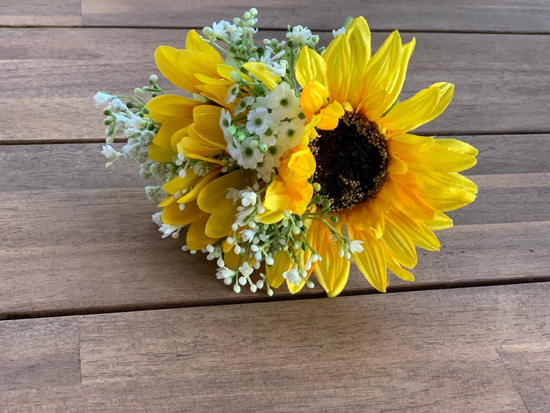 Sunflowers and babys breath bouquet Flower girl bouquet Sunflowers wedding Sunflowers bouquet Flower girls image 8