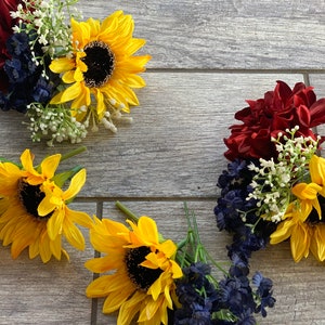 Navy Blue and Sunflowers Cake Decoration, Flowers for Cake, Sunflower Wedding, Sunflower Accessories
