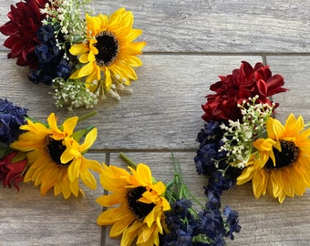 Flowers for cake Burgundy, Navy blue and Sunflowers