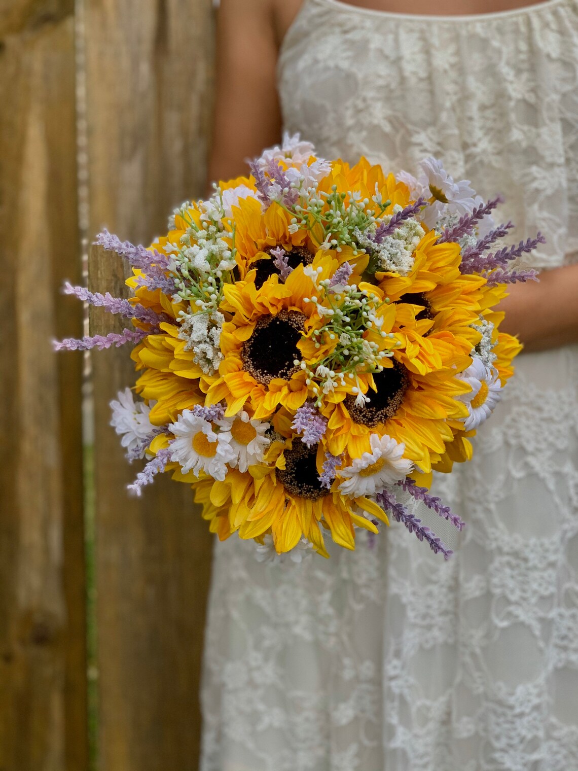 Sunflowers and lavender bouquet Bride bouquet Bridesmaid Etsy
