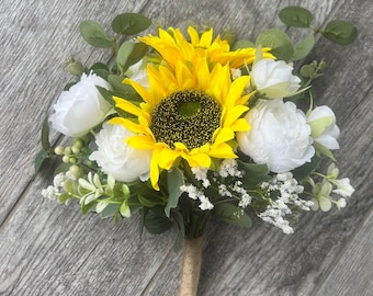 Sunflowers and White Peonies Bouquet Peonies Bouquet Fall Wedding Spring Wedding Summer Wedding Rustic Country Wedding Sunflowet Bouquet