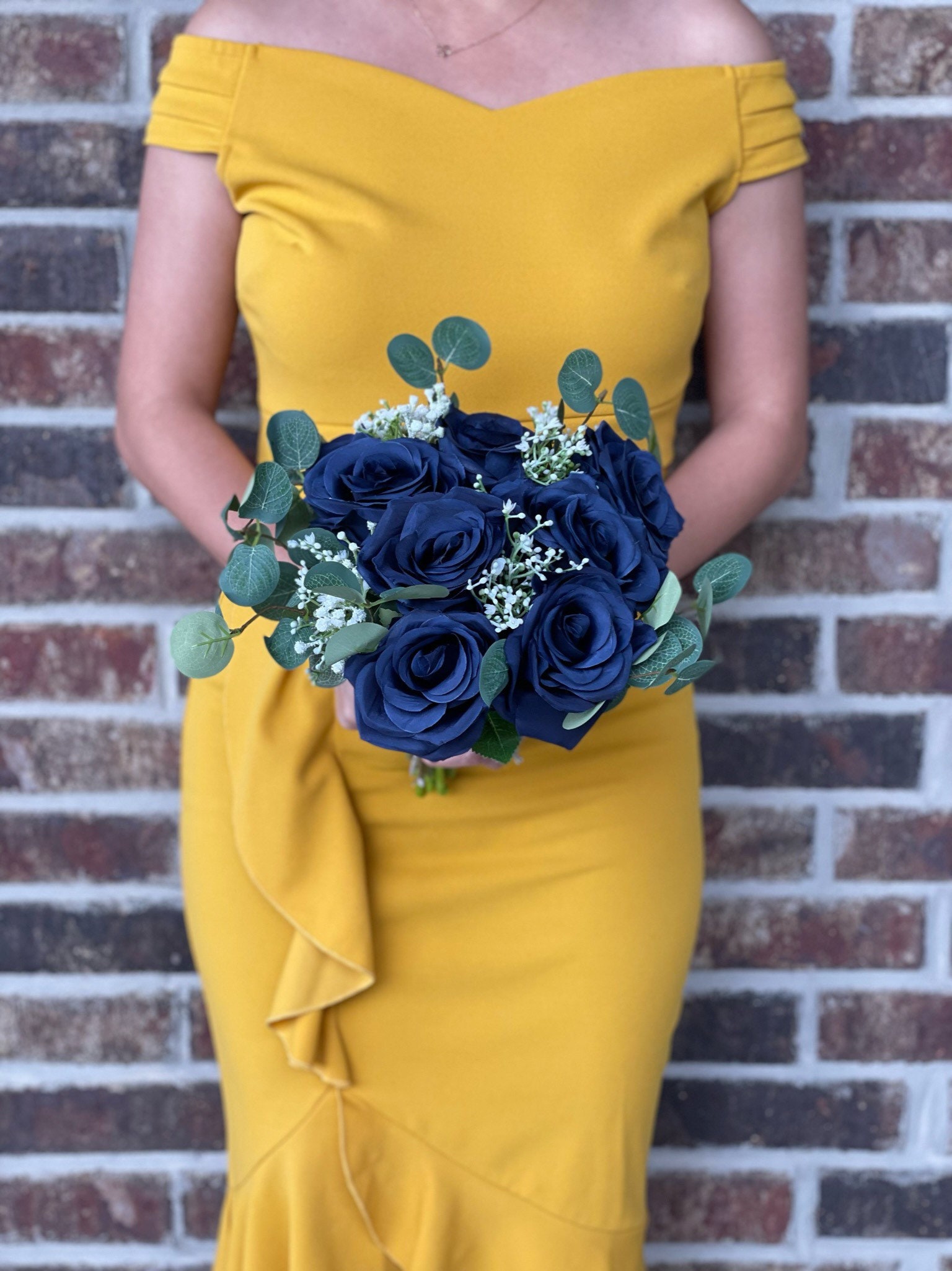 Navy Blue Rose Bridal Bouquet