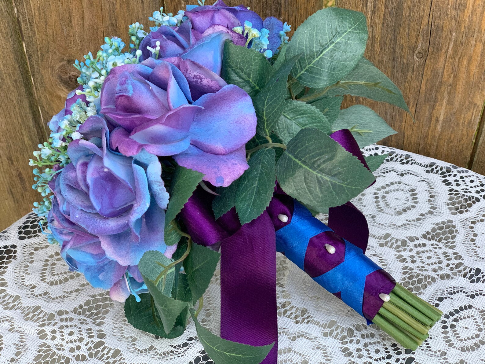 Rainbow True Touch Roses Bouquet Purple and Blue Rainbow Roses Etsy