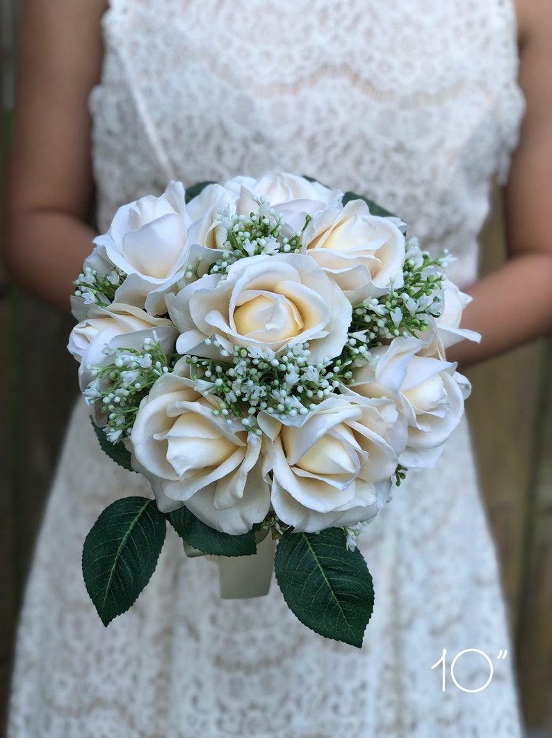 Real Touch Flowers Bride Bouquet Lace Bouquets Budget Bouquets Etsy