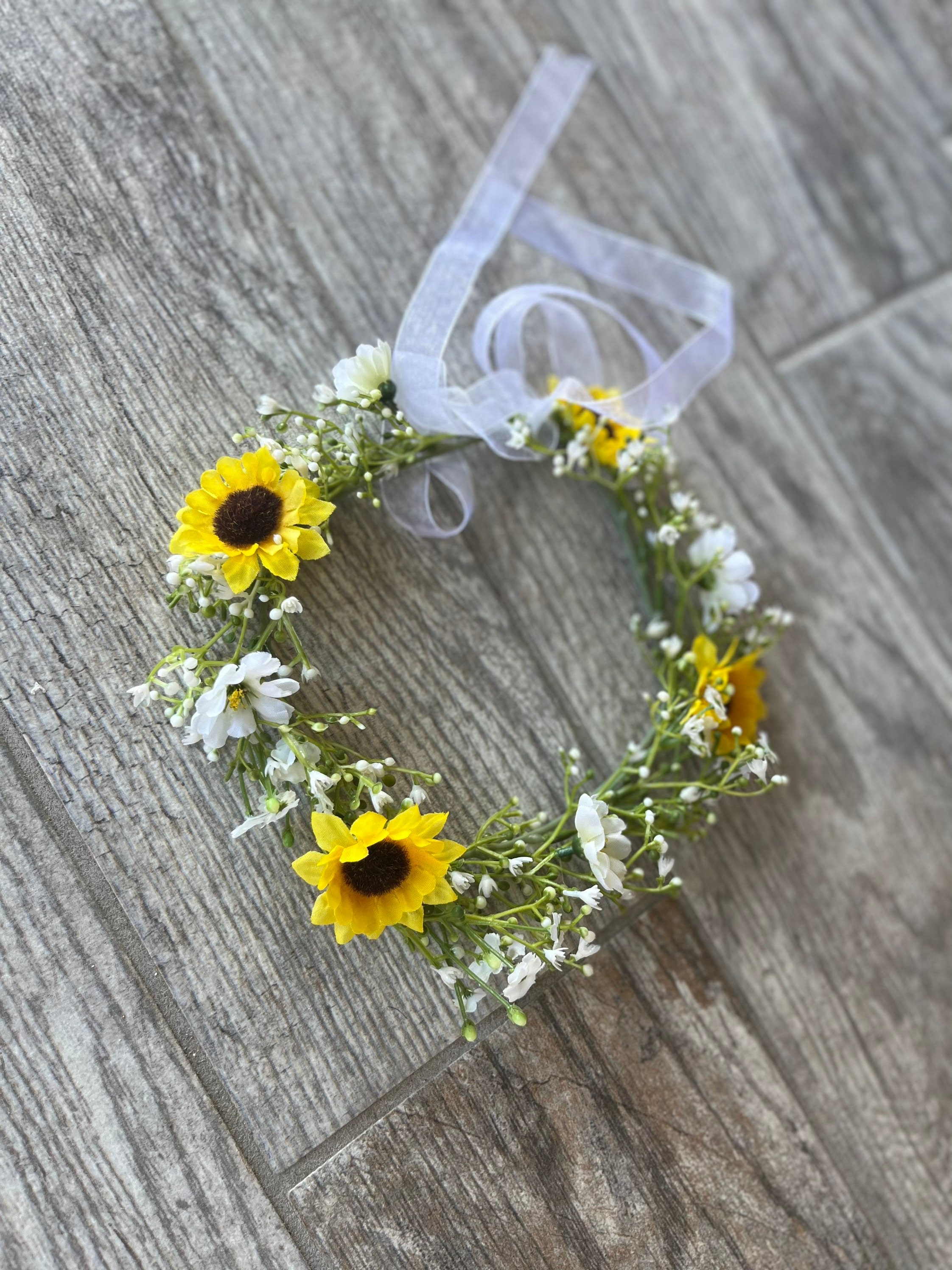 Sunflower Flower Girl Headband: Baby display picture 3