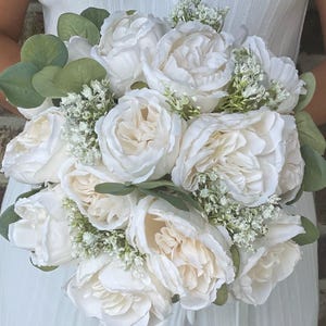 Cream Rose Bouquet, Ivory Bridal, White Bouquets, Bridal Bouquets, Roses Bride Bouquets, Ivory Bouquets,  Wedding Bouquets, Cabbage Roses