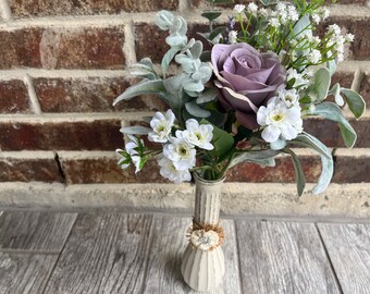 Purple Rose Centerpiece: Lavender, Eucalyptus, and Baby's Breath (Vase Not Included)