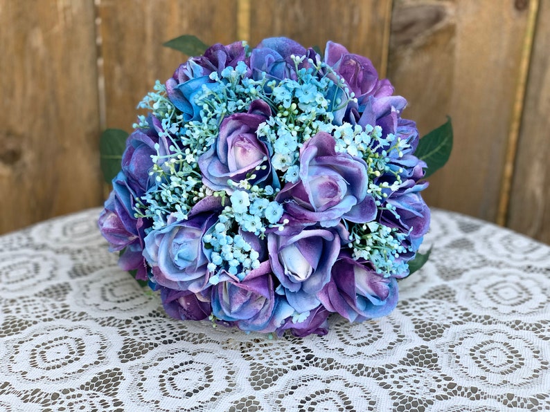 Rainbow True Touch Roses Bouquet Purple and Blue Rainbow Roses Etsy
