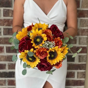 Burnt Orange, Burgundy & Sunflowers Bouquet