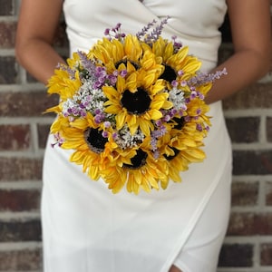 Sunflowers and Purple Baby’s Breath Bridesmaid bouquet