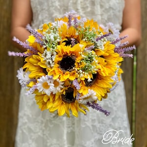 Ramo de girasoles y lavanda Ramo de novia Ramo de dama de honor Boda rústica