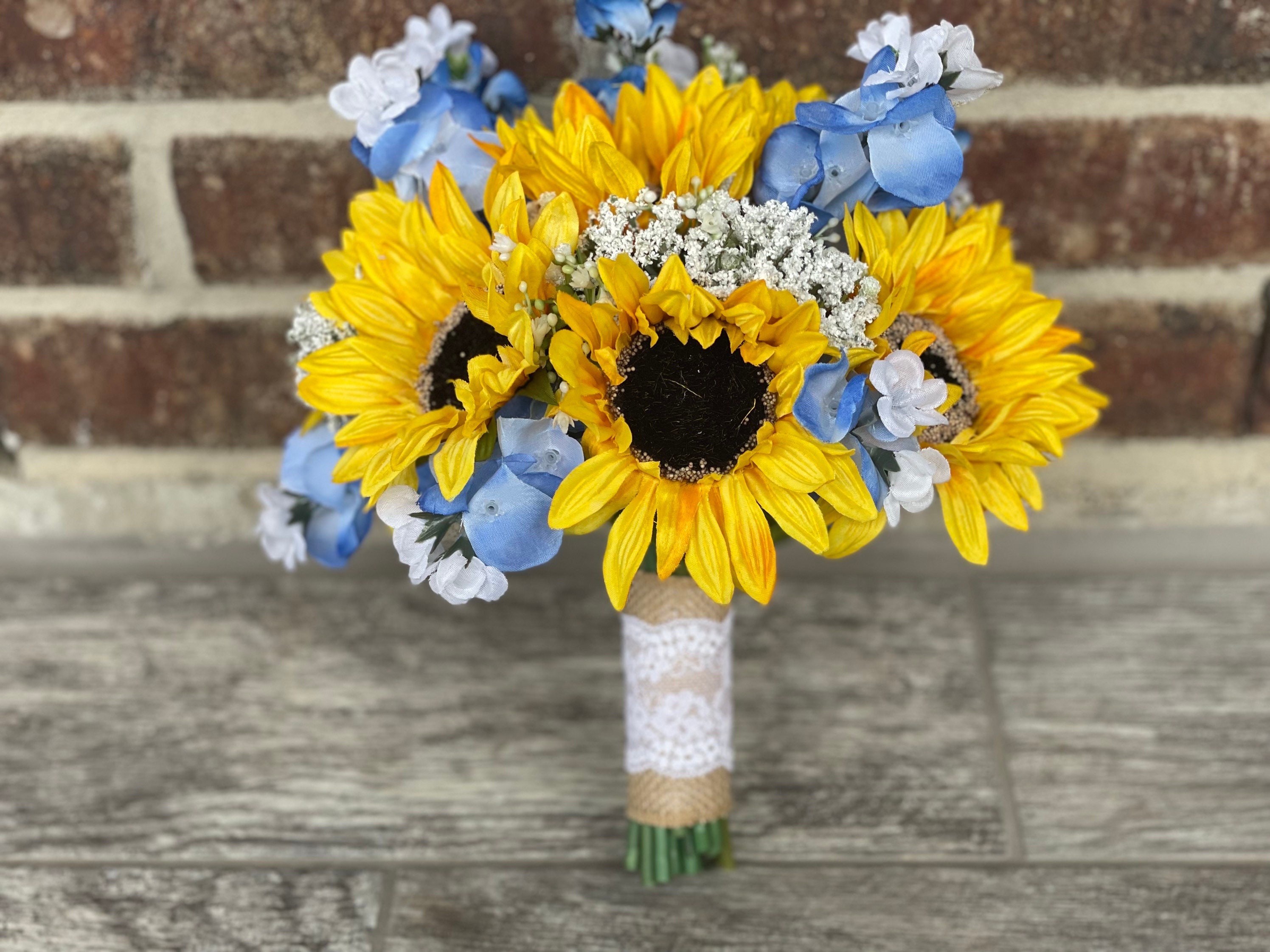 Sunflowers and Bluebonnet Bouquet Blue Sunflower Bouquet - Etsy